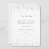 Elegante Script Snowflakes Save the Date Karte (Vorderseite)