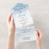 Elegante Script Snowflakes Winterhochzeit All In One Einladung (Abreißen)