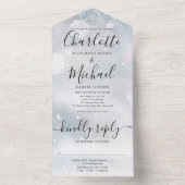Elegante Script Snowflakes Winterhochzeit All In One Einladung (Innen Boden)