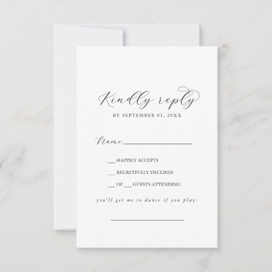 Elegante Script Song Request RSVP Card Karte (Vorderseite)