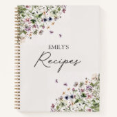 Elegante Script Spring Lila Wildblumen Rezept Notizblock (Vorderseite)