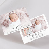 Elegante Script Stats Foto Collage Baby Girl Birth Ankündigung