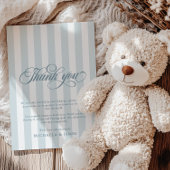 Elegante Script & Stripes Baby Dusche Dankeskarte