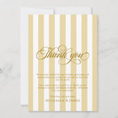 Elegante Script & Stripes Baby Dusche Dankeskarte (Vorderseite)