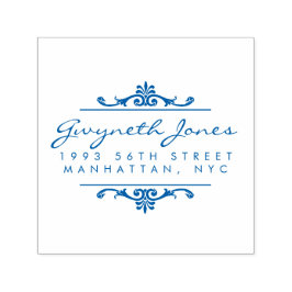 Elegante Script & Stylish Ornaments Rücksendeadres Permastempel