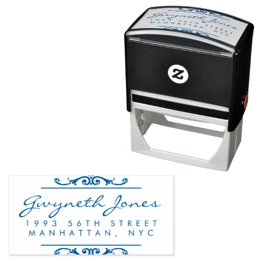 Elegante Script & Stylish Ornaments Rücksendeadres Permastempel (Beispiel)