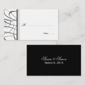 Elegante Script Table Seating/Platzkarte - Schwarz Platzkarte (Vorne/Hinten)
