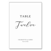 Elegante Script Table Zwölf Tischnummer (Vorderseite)