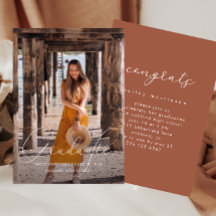 Elegante Script Terracotta Foto Graduation Party