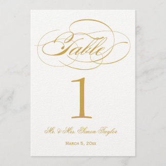 Elegante Script-Tischnummer - Gold Einladung