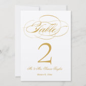 Elegante Script-Tischnummer - Gold Einladung (Rückseite)