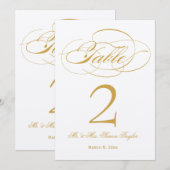 Elegante Script-Tischnummer - Gold Einladung (Vorne/Hinten)