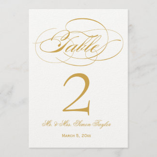 Elegante Script-Tischnummer - Gold Einladung