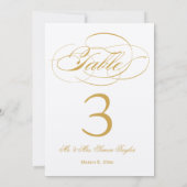 Elegante Script-Tischnummer - Gold Einladung (Rückseite)