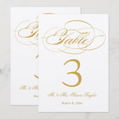 Elegante Script-Tischnummer - Gold Einladung (Vorne/Hinten)