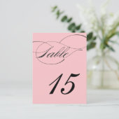 Elegante Script-Tischnummer Postcard | Blüte Postkarte (Stehend Vorderseite)