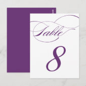 Elegante Script-Tischnummer Postcard | Lila 520C Postkarte (Vorne/Hinten)