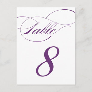 Elegante Script-Tischnummer Postcard Lila 520C Postkarte