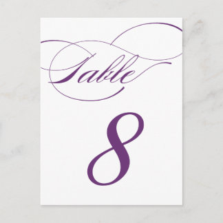 Elegante Script-Tischnummer Postcard | Lila 520C Postkarte
