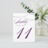 Elegante Script-Tischnummer Postcard | Lila 520C Postkarte (Stehend Vorderseite)