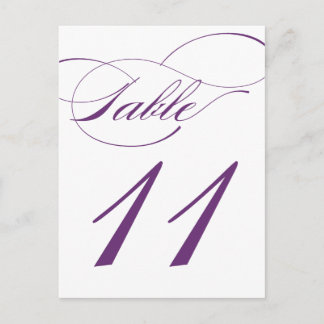 Elegante Script-Tischnummer Postcard | Lila 520C Postkarte