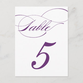 Elegante Script-Tischnummer Postcard | Lila 520C Postkarte