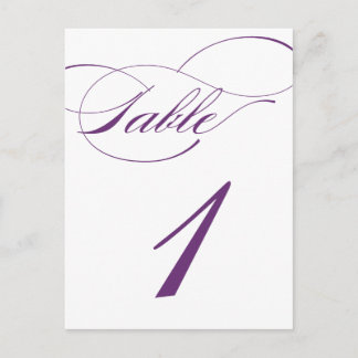 Elegante Script-Tischnummer Postcard | Lila 520C Postkarte