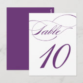 Elegante Script-Tischnummer Postcard | Lila 520C Postkarte (Vorne/Hinten)