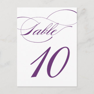 Elegante Script-Tischnummer Postcard | Lila 520C Postkarte