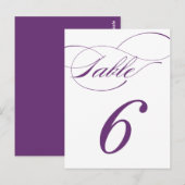 Elegante Script-Tischnummer Postcard | Lila 520C Postkarte (Vorne/Hinten)