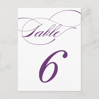 Elegante Script-Tischnummer Postcard | Lila 520C Postkarte