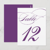 Elegante Script-Tischnummer Postcard | Lila 520C Postkarte (Vorne/Hinten)