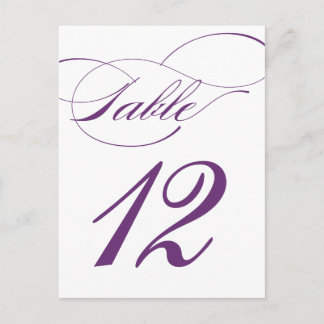 Elegante Script-Tischnummer Postcard | Lila 520C Postkarte
