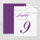 Elegante Script-Tischnummer Postcard | Lila 520C Postkarte (Vorne/Hinten)