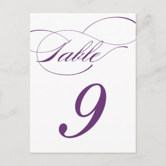 Elegante Script-Tischnummer Postcard | Lila 520C Postkarte