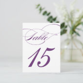 Elegante Script-Tischnummer Postcard | Lila 520C Postkarte (Stehend Vorderseite)