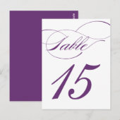 Elegante Script-Tischnummer Postcard | Lila 520C Postkarte (Vorne/Hinten)