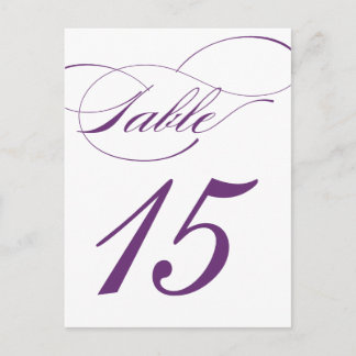 Elegante Script-Tischnummer Postcard | Lila 520C Postkarte