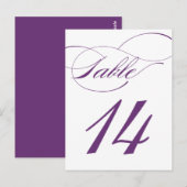 Elegante Script-Tischnummer Postcard | Lila 520C Postkarte (Vorne/Hinten)