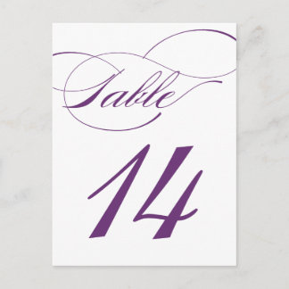 Elegante Script-Tischnummer Postcard | Lila 520C Postkarte