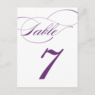 Elegante Script-Tischnummer Postcard | Lila 520C Postkarte