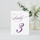 Elegante Script-Tischnummer Postcard | Lila 520C Postkarte (Stehend Vorderseite)