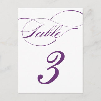 Elegante Script-Tischnummer Postcard | Lila 520C Postkarte
