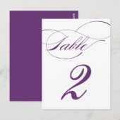 Elegante Script-Tischnummer Postcard | Lila 520C Postkarte (Vorne/Hinten)