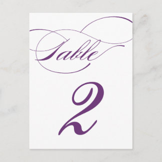 Elegante Script-Tischnummer Postcard | Lila 520C Postkarte