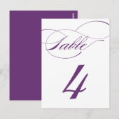 Elegante Script-Tischnummer Postcard | Lila 520C Postkarte (Vorne/Hinten)