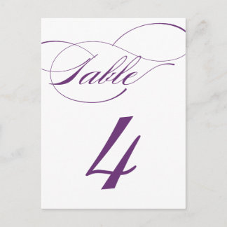 Elegante Script-Tischnummer Postcard | Lila 520C Postkarte