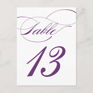 Elegante Script-Tischnummer Postcard | Lila 520C Postkarte