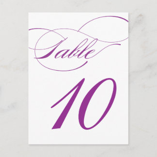 Elegante Script-Tischnummer Postcard | Lila Postkarte