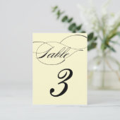 Elegante Script-Tischnummer Postcard - Schwarz Postkarte (Stehend Vorderseite)